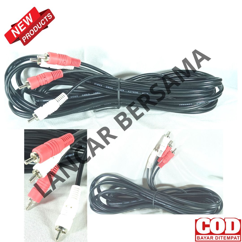 KABEL RCA / JACK/JECK/JEK RCA 3R-3R,2R-2R,3.5R-2R 5M HITAM LONGWAY