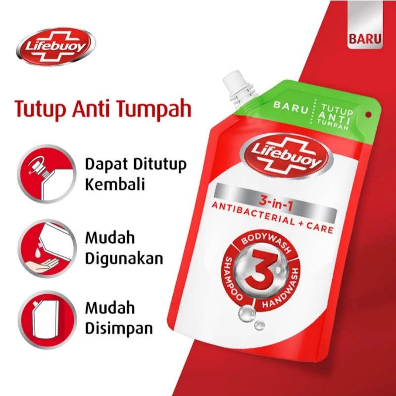 LIFEBUOY Sabun Mandi Cair 3in1 Pouch 450ml