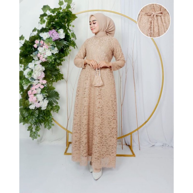 Permata Olshop / Kebaya Gamis Busui Brukat Modern / Gamis Pesta Mewah / Gamis Busui Kebaya / Gamis Modern