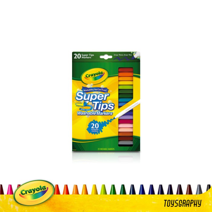 

Tepak Crayola Washable Super Tips Fine Line Markers 20 Color 20Ct Spidol
