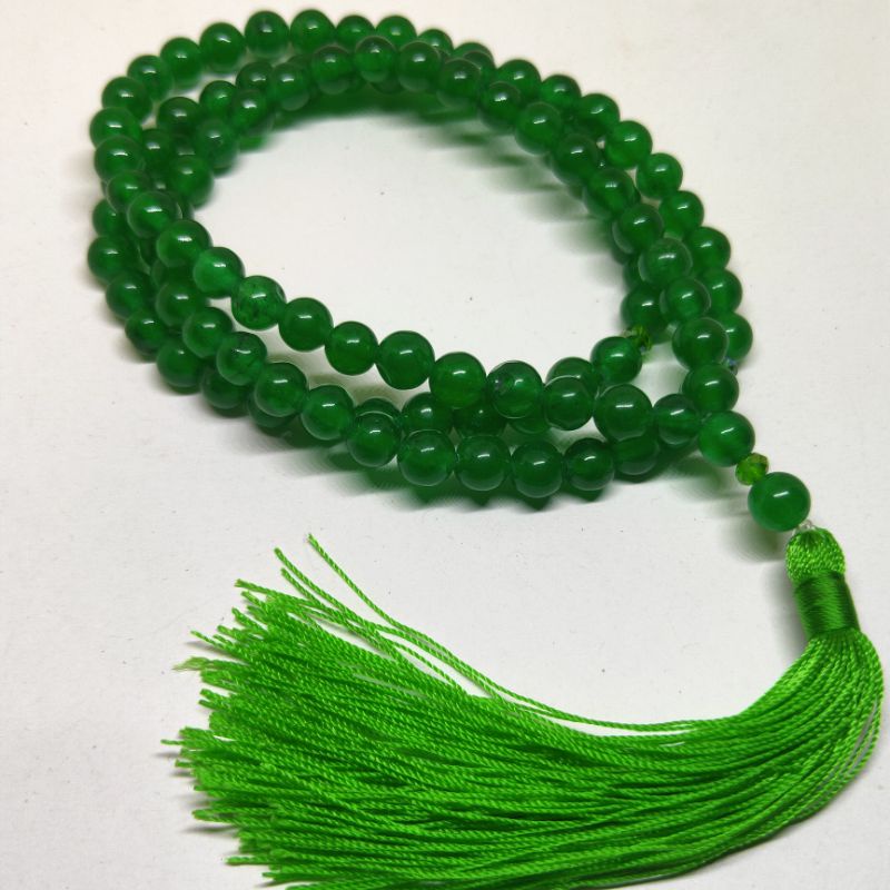 Tasbih giok hijau kristal 6mm 100butir natural
