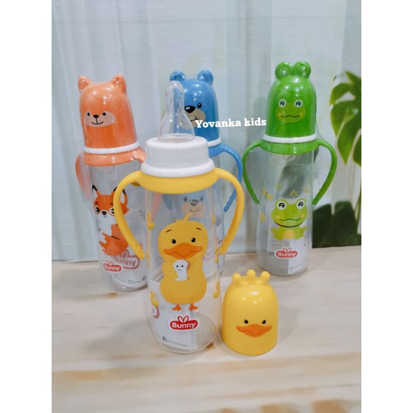 Botol Susu Slim Neck Karakter Lucu Dot Reguler+Pegangan Botol BPA Free 250Ml/125Ml  2418/1218