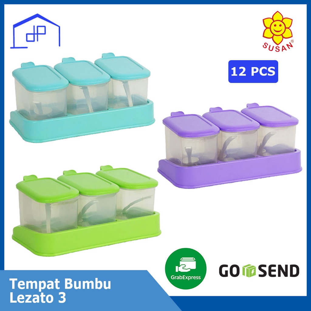 (12PCS) - Tempat Bumbu Lezato Isi 3 - Tempat Bumbu Dapur - Tempat Garam - Rak Bumbu - Wadah Bumbu