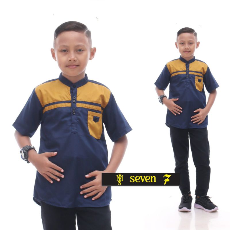 Baju Muslim Anak Laki Laki Atasan Koko Anak Combinasi Basic - Kids Lebaran Premium Original Quality