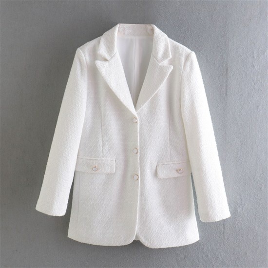 34948 White Button Tweed Blazer