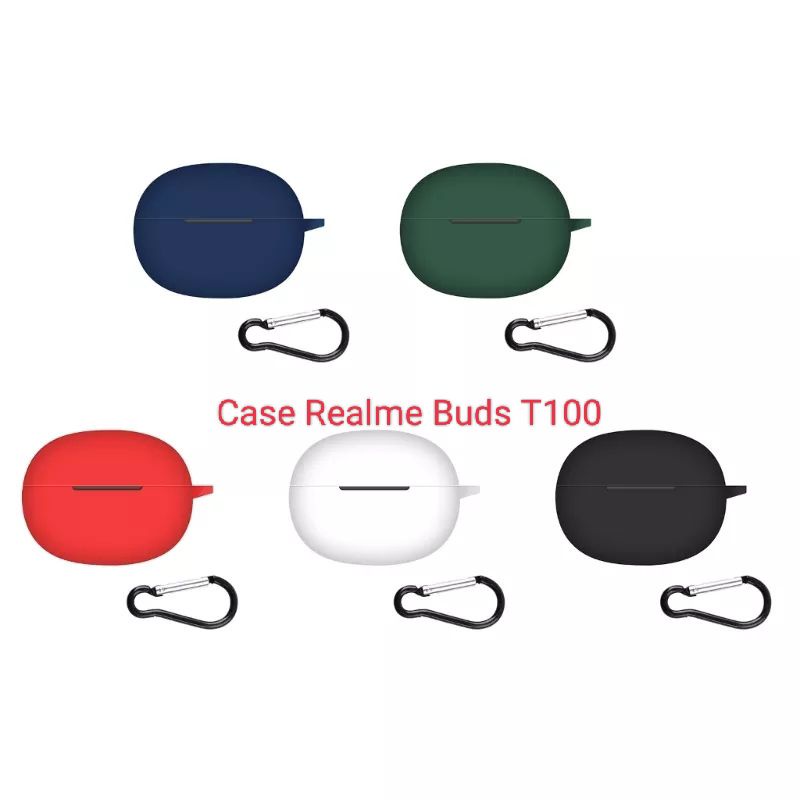 Soft Case Silikon TWS Realme Buds T100 + carabiner