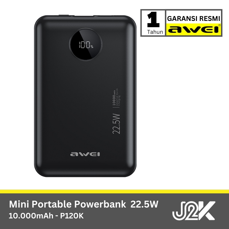 AWEI Power Bank Fast Charge Powerbank 10.000 mAh  22.5W P120K