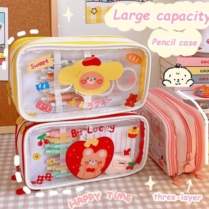 

promo Tiga Kapasitas Pensil Sekola Baan Tempat Besar Motif Lapis Pvc A