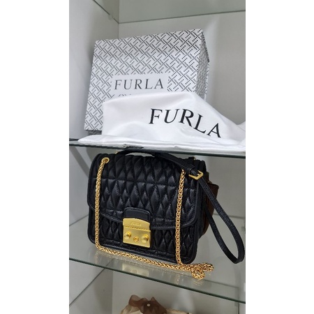Tas Furla kulit hitam preloved branded