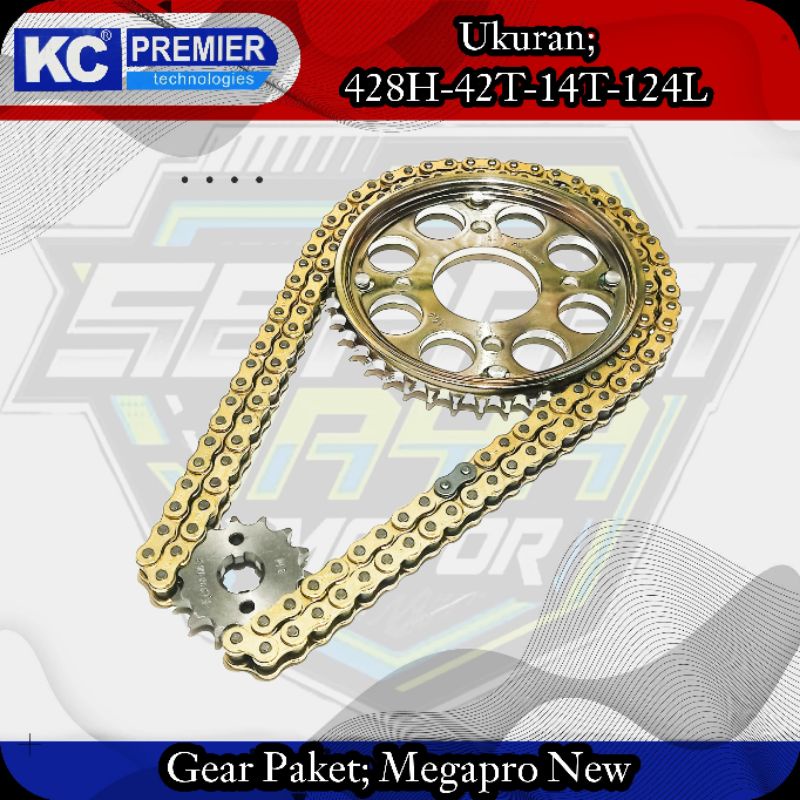 KCP GEAR PAKET MEGAPRO NEW (428H-42T-14T-124L) KC PREMIER GIR SET MEGA PRO NEW/SONIC 428H-42T-14T-124L