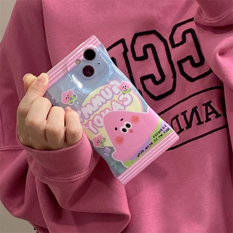 Soft Case Silikon Motif Kartun Warna Permen Untuk iPhone 14 13 12 11 Pro Max X Xr Xs Max 8 7 6 6s Plus SE