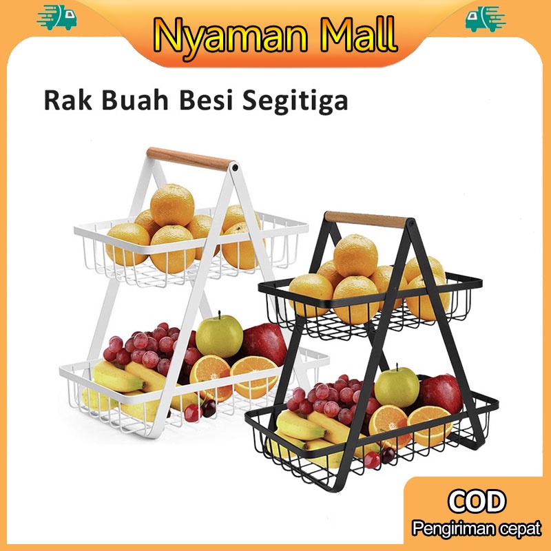 Rak Buah Besi Segitiga Tingkat 2 Serbaguna Rak Keranjang Bawang Buah Dan Sayur