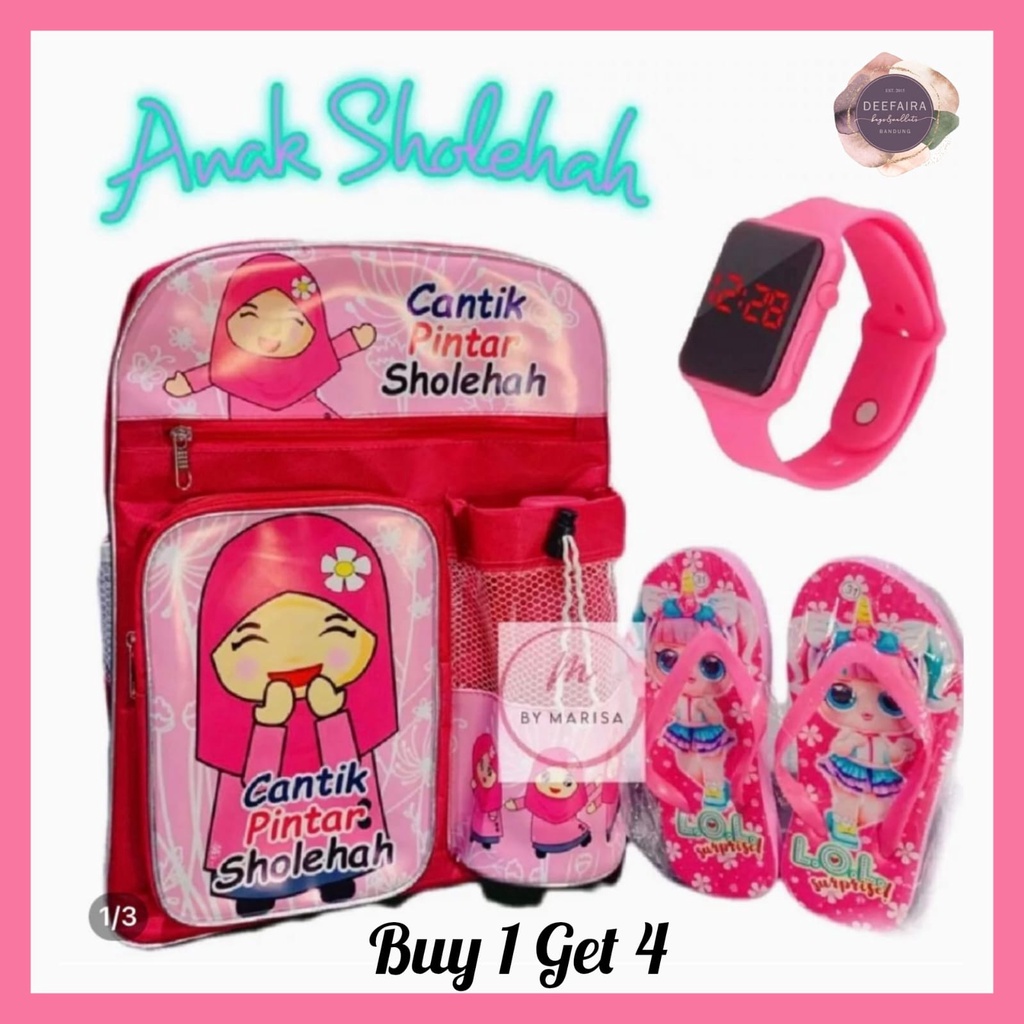 Tas Anak Perempuan Untuk Sekolah Tk Dan Sd Motif Anak Perempuan S0lehah Buy 1 Get 4