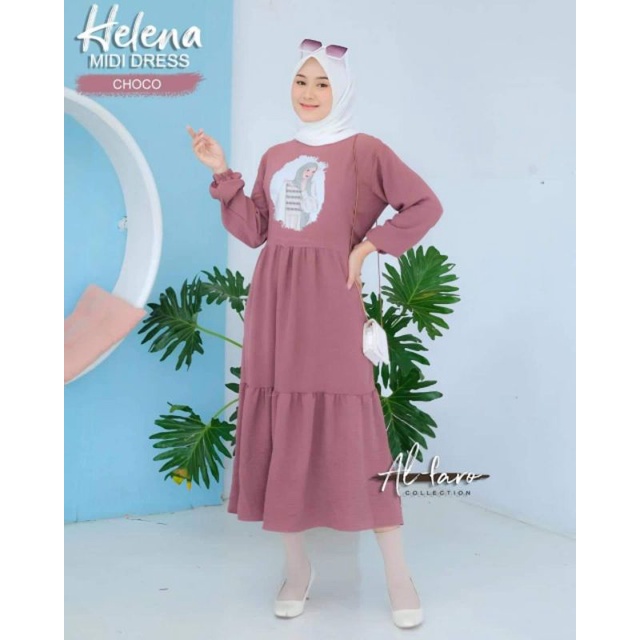 HELENA MIDI DRESS ORI ALFARO DRESS SALUR VIRAL MODERN KEKINIAN