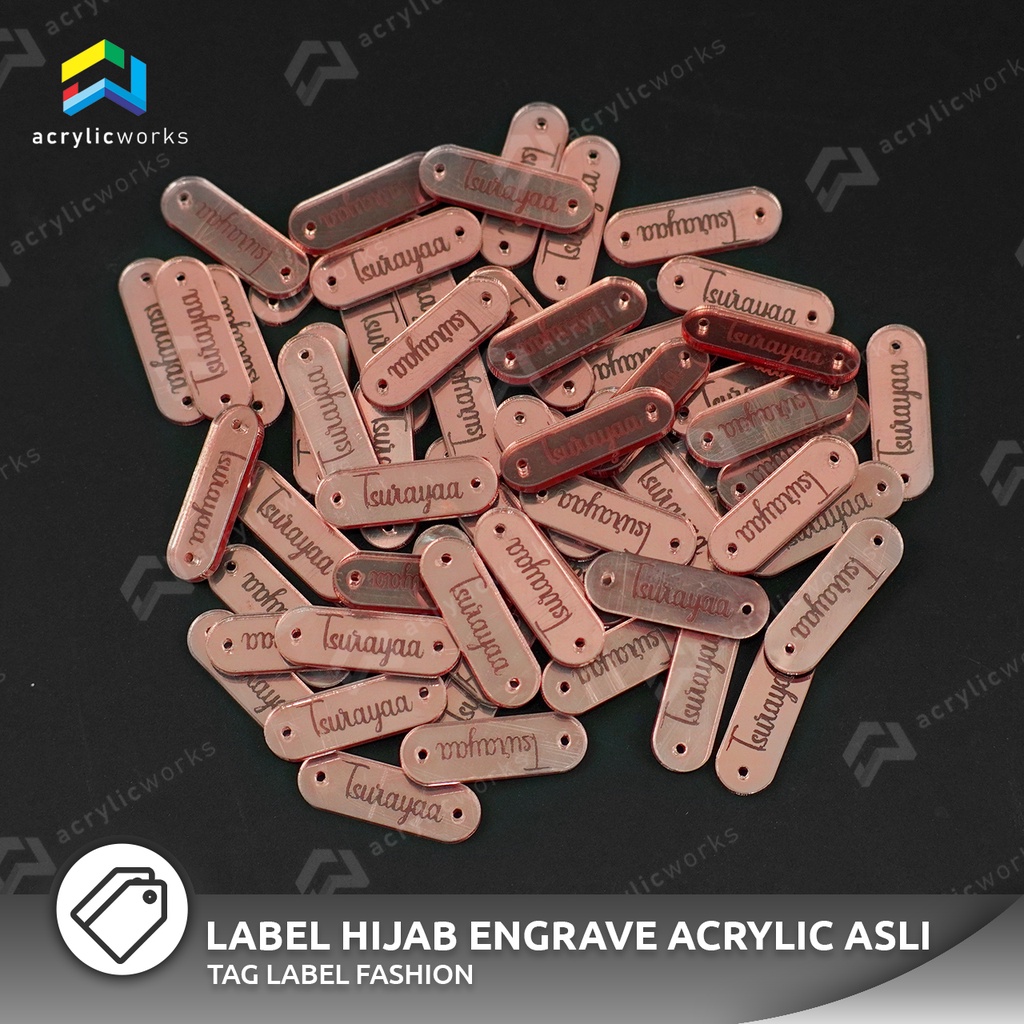 

Label Hijab Acrylic / Label Akrilik / Label Brand Akrilik Custom 100 Pcs
