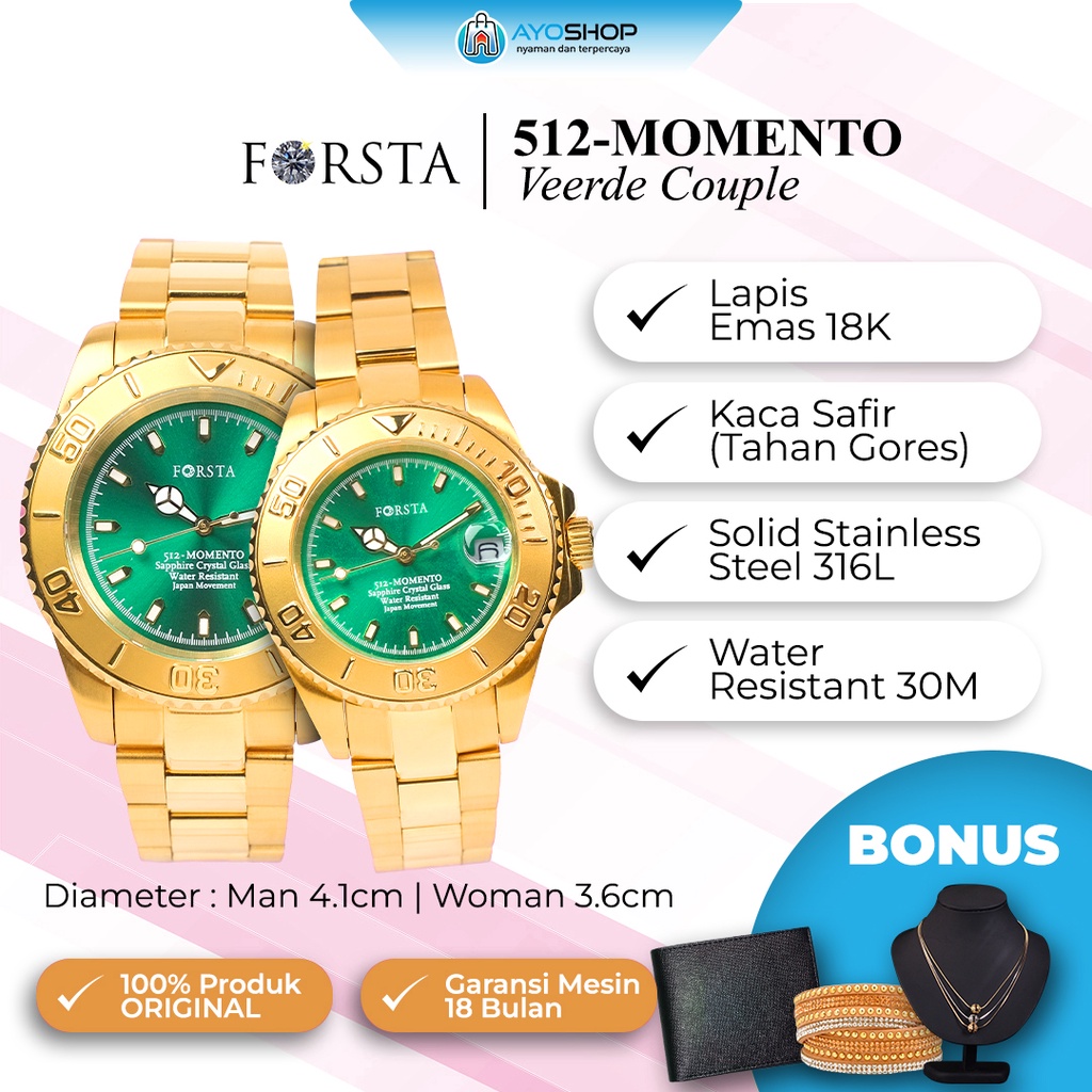 Jam Tangan Couple Forsta 512-Momento Veerde