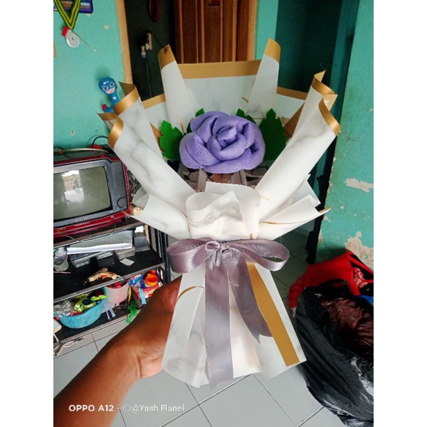 Buket bunga flanel 1 tangkai