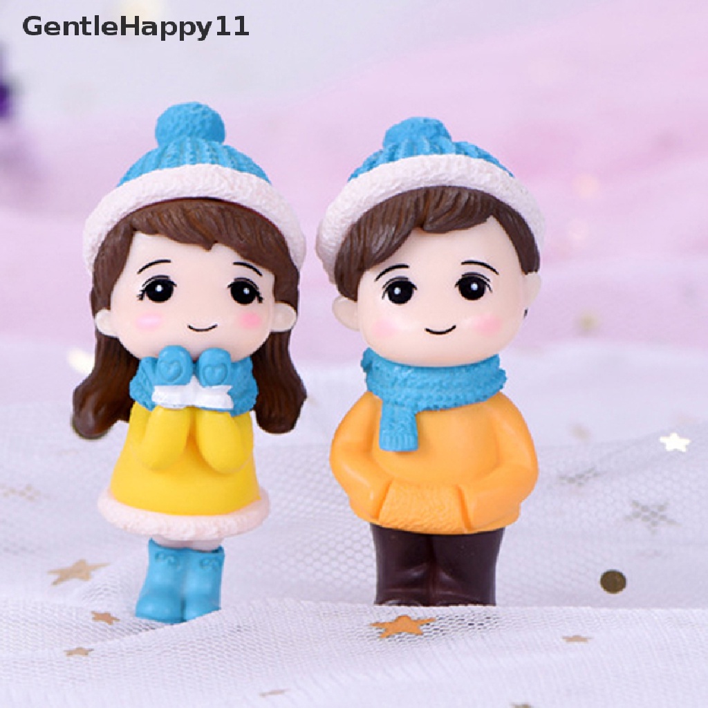 Gentlehappy 2pcs/set Boneka Pecinta Mini Model Angka Patung Taman Peri Lanskap Mikro id