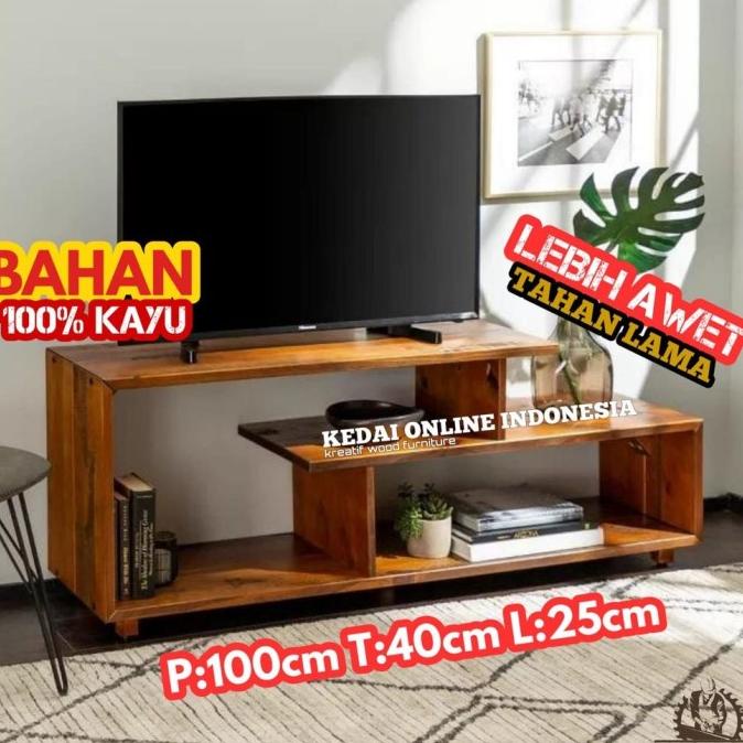 MEJA TV MINIMALIS KAYU MODERN RAK BUKU LAPTOP HOME THEATER SUSUN REG654EF52E