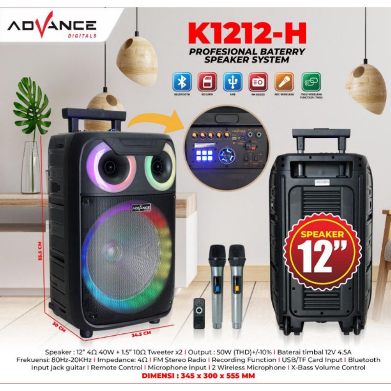 Speaker Meeting Portable Bluetooth Advance K1212-H 12" 2mic wireless