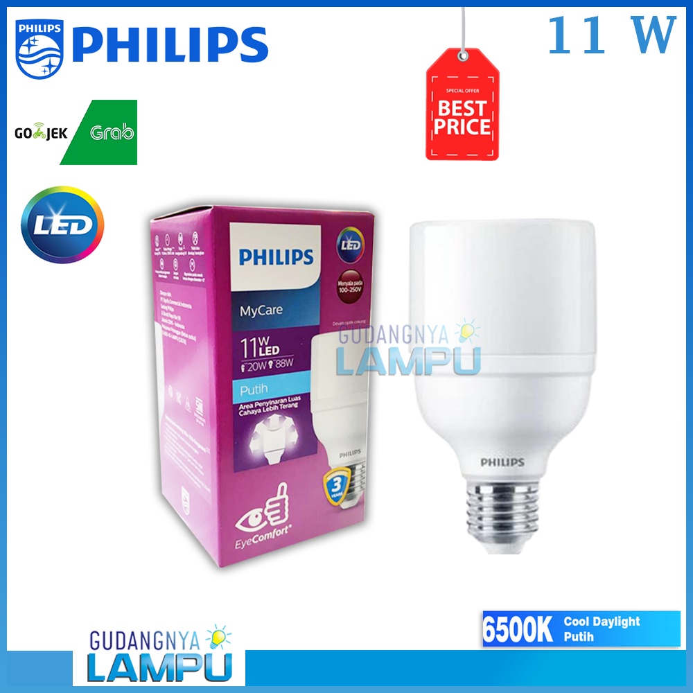 PHILIPS LED Bright LEDBright E27 11W 11Watt 11 W 11 Watt - Putih