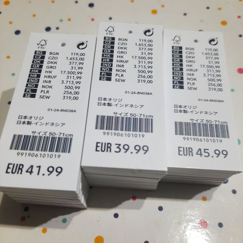 

Label Hang Tag 3×7 100pcs dollar label import barcode Label baju