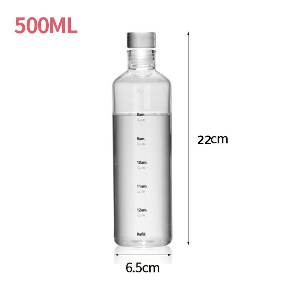 【COD Tangding】Botol Minum Plastik Transparan 500ML Anti Bocor Level Waktu Tinggi