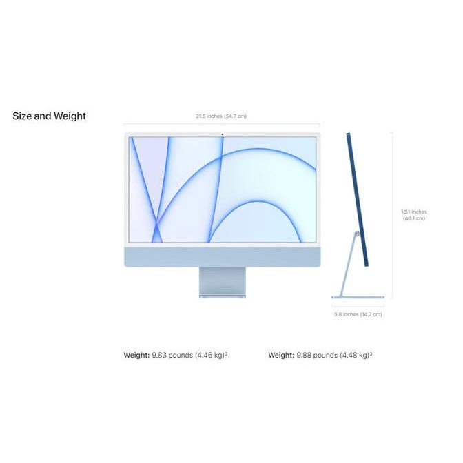 (Ibox) Apple Imac 2021 M1 Chip 24 " 4.5 K 256Gb 512Gb 8 Core Cpu Gpu