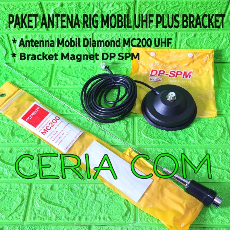 PAKET ANTENA RADIO RIG MOBIL UHF MC200 DIAMOND MC200 PLUS BRACKET DP SPM / ANTENNA MOBIL UHF / ANTEN
