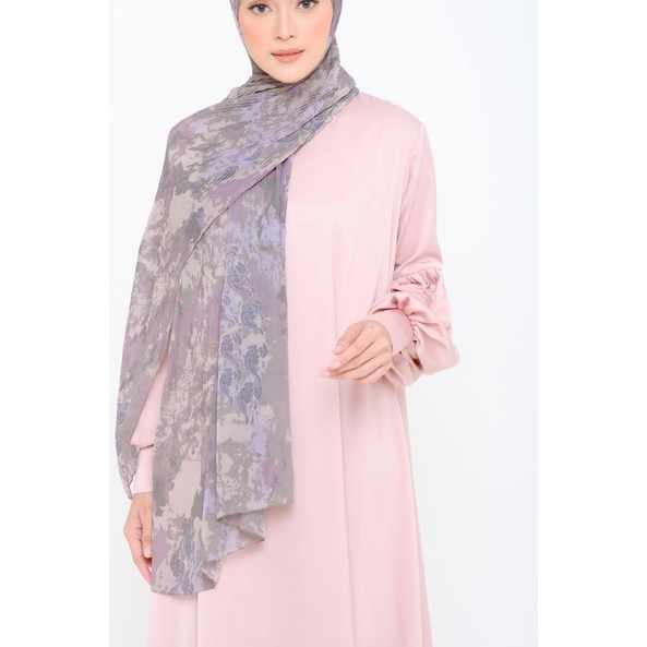 ZM - Cyril Mauve Pashmina Instant Plisket Jelita Indonesia Lamun Ombak