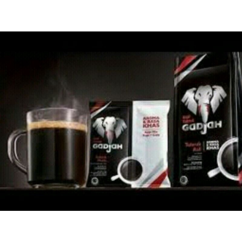 

Kopi Hitam kental asli tubruk cap gajah/ gula terpisah