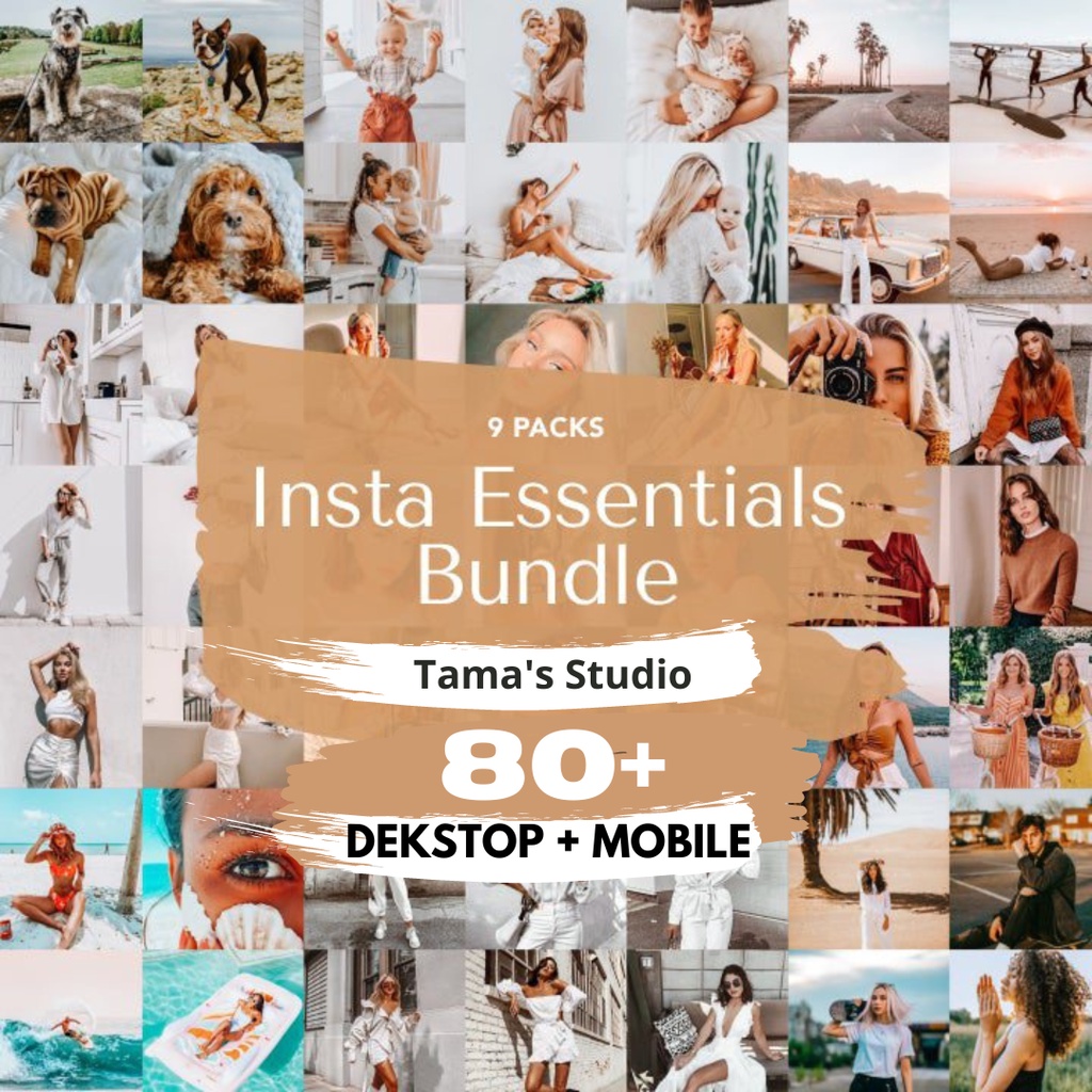 80+ Insta Essentials Bundles Lightroom Preset 80+ in 9 Pack Mobile IOS/Android &amp; Dekstop