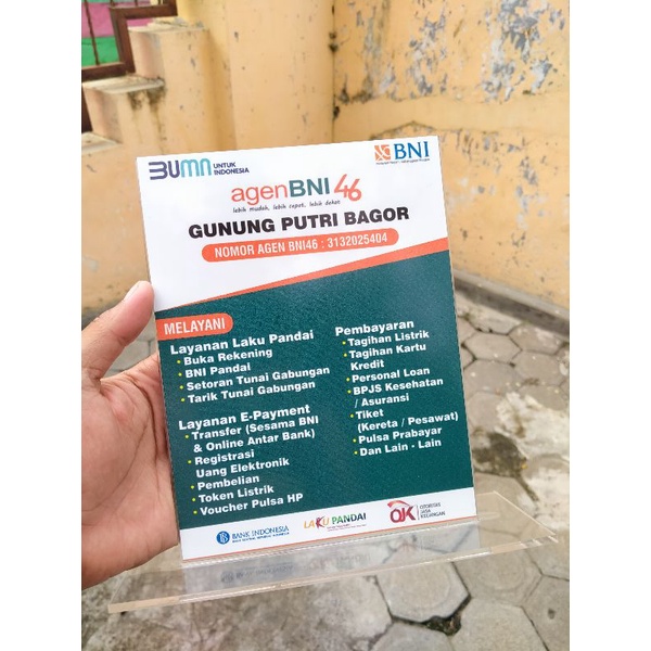

AKRILIK PAPAN NAMA INFO AGEN BNI UKURAN 15X20CM