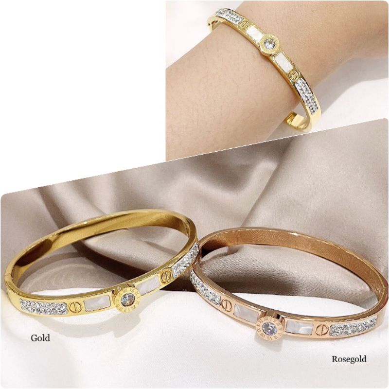 Gelang Titanium Asli Bvl gold Branded band Stainless steel ori t186