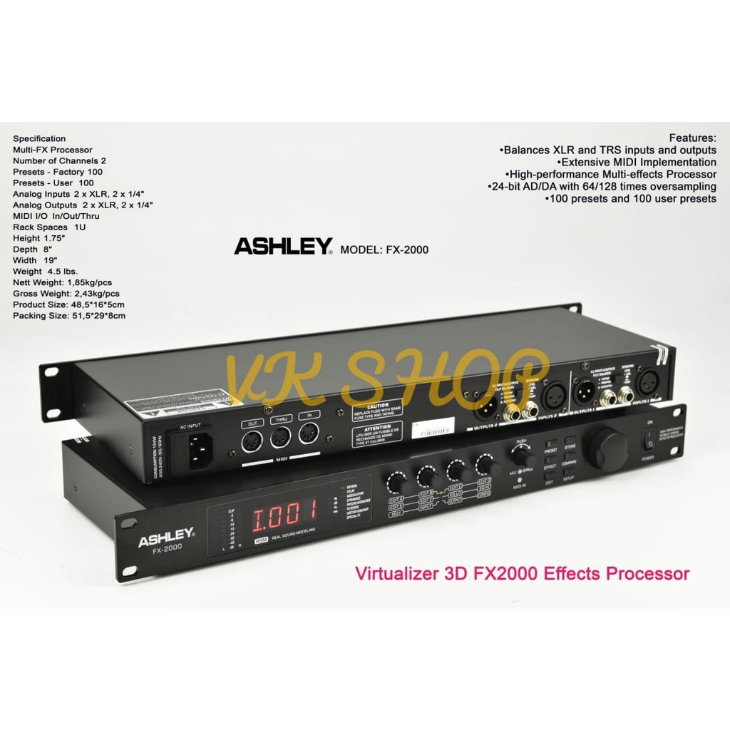 VIRTUALIZER 3D ASHLEY FX2000 EFFECTS PROCESSOR ASHLEY FX-2000 ORIGINAL