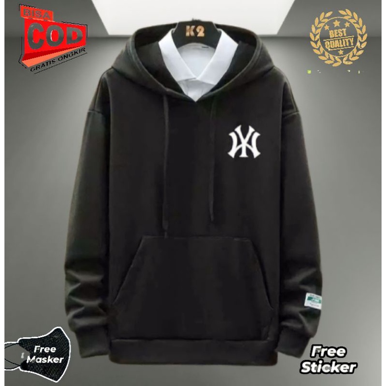SWEATER HOODIE PRIA NY LOGO BORDIR (FREE MASKER&STICKER) JAKET PRIA HOODIE PRIA SWEATER COWOK KEREN 