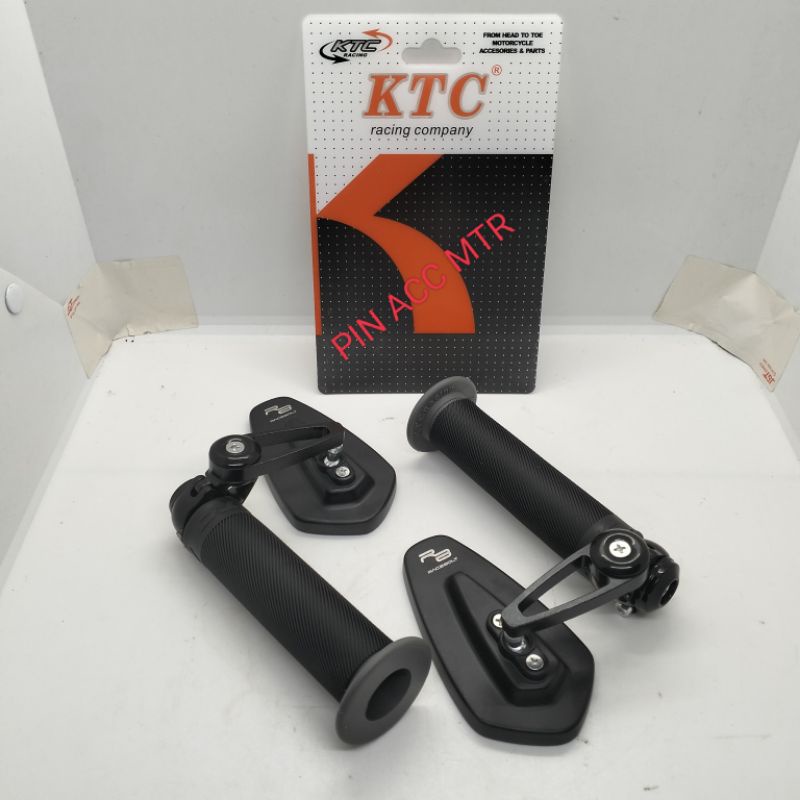 paket variasi motor spion jalu bar end/Oval/Kaca P/B/+ hangrip Ktc Bulu Original hitam untuk semua