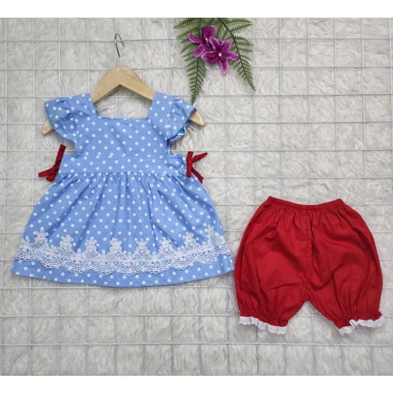 Baju bayi perempuan Stelan Polka Princes