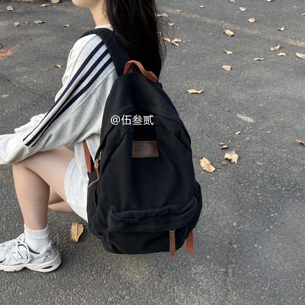 ✿Sera American high school retro backpack do old washed canvas pria dan wanita ransel tas sekolah siswa sekolah tua