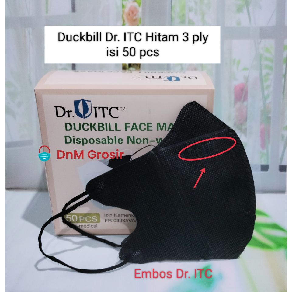 Masker Duckbill Hitam Putih Face Mask 3 ply isi 50 Pcs