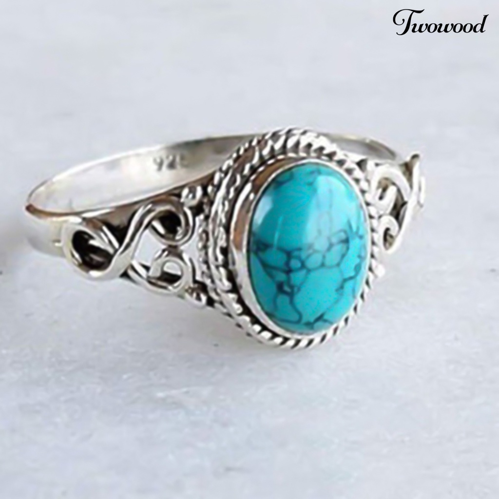 Cincin Turquoise Imitasi Gaya Vintage Untuk Wanita