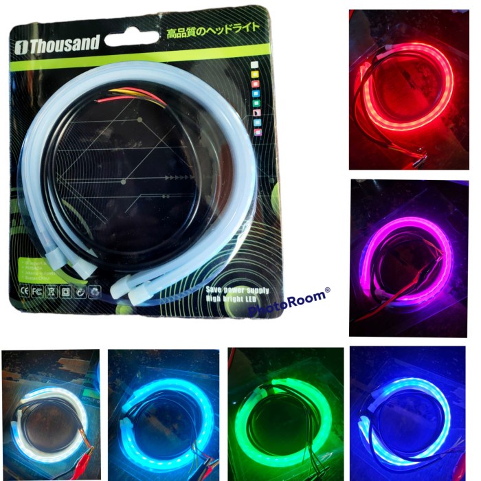 Lampu Alis LED Running 32 Cm Variasi Lampu Depan Motor Mobil 2 Warna