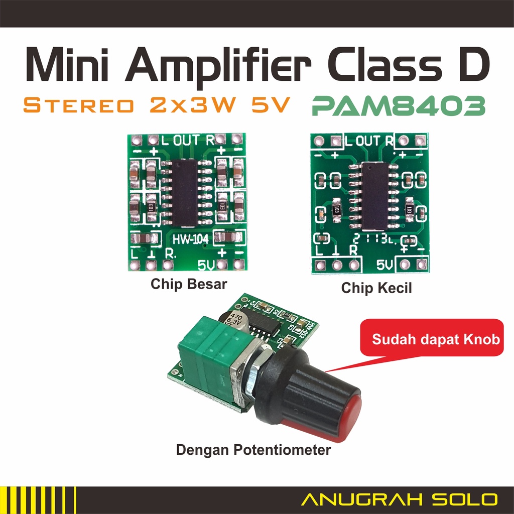 Super Mini Stereo Audio Amplifier 2x3W 5V PAM8403