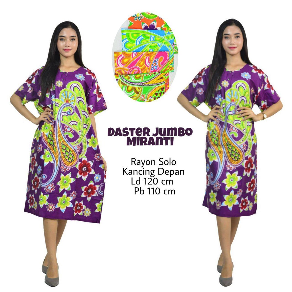 Daster Jumbo Rayon Kancing LD 120 Lengan Pendek