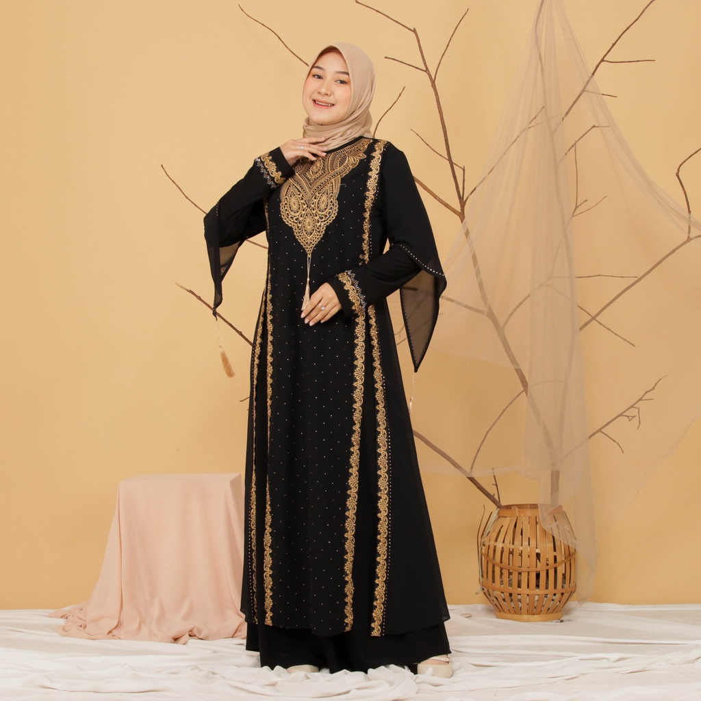 Abiyyuco TA9019 | Gamis Abaya Turki Terbaru 2022 Turkey Mewah Turky Hitam Putih Warna