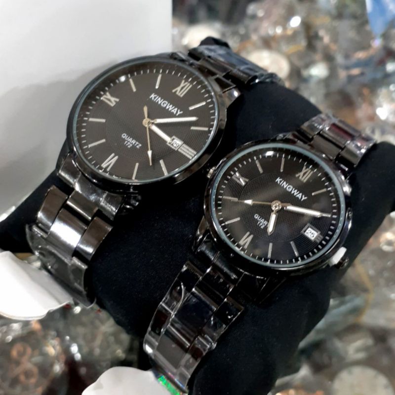 Jam Tangan Couple Pria Wanita Kingway Original Tanggal Aktif | Water Resistant (Bisa Satuan)  JAM Tangan Pria Anti Air Strap Rantai Stainlees Steel / JAM Tangan Kasual Wanita Mewah Elegan Sporty Water Resistant COD JAM Tangan Pria Dan Wanita Tahan Air