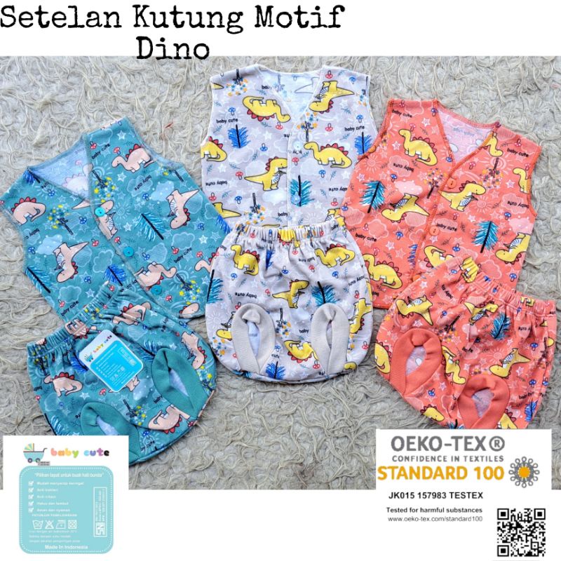 24pcs Paket Lahiran Perlengkapan Baju celana bayi kado Newborn,3-6 dan 6-12 bulan  Motif Dino netral topi singlet sarung tangan bayi SNI Promo 9.9