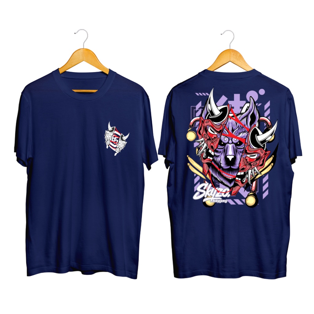 Kaos Skyzo Babygang Devil Ronin Jepang  T-shirt Oniclay  Atasan Pria Wanita