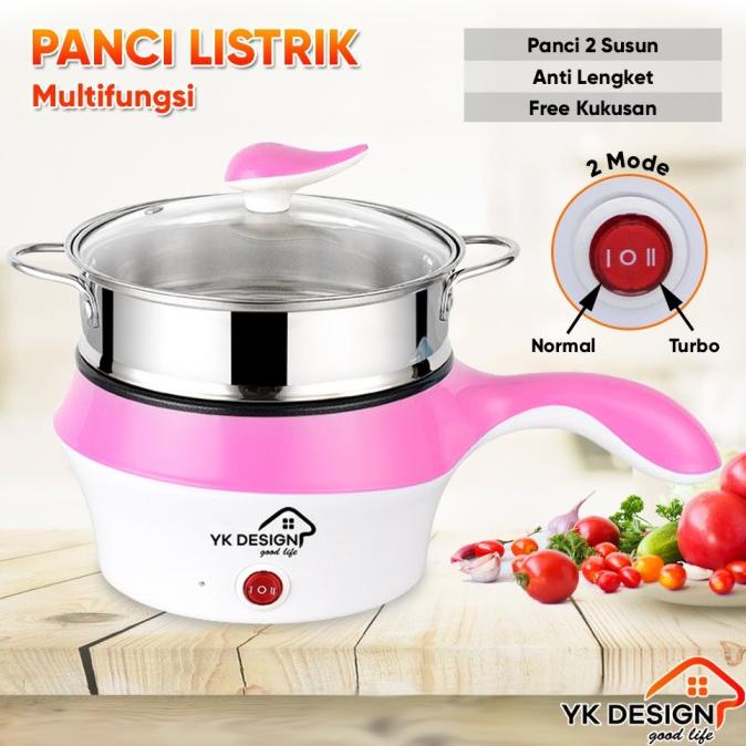 YK DESIGN YK-802 Panci Elektrik Panci Listrik FREE Kukusan Stainless