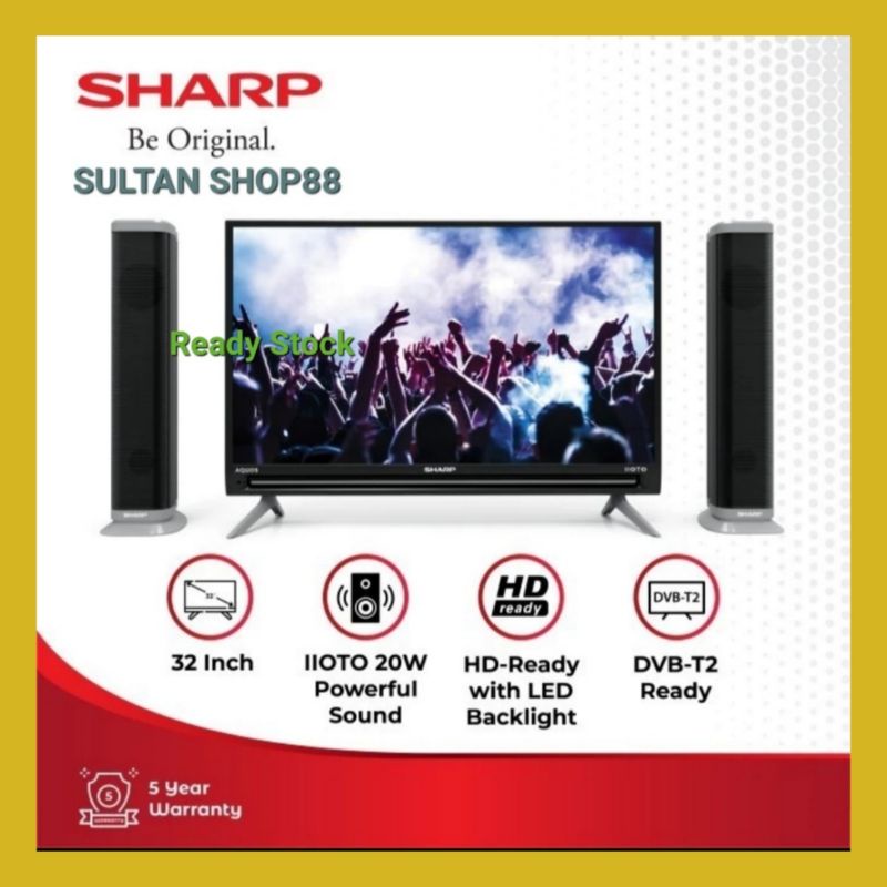 SHARP LED TV 2TC32BD1iTG 32 INCH DIGITAL TV With Tower Speaker  2TC32BD1ITG